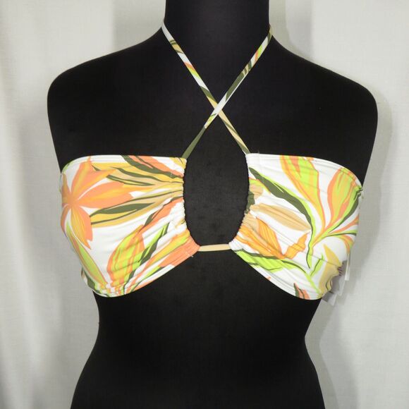 Roxy Floral Hawaiian Twist Front Back Hook Padded Bikini Swim Top Size XL - Picture 4 of 7